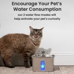 Ophanie 108oz/3.2L Stainless Steel Cat Water Fountain with Replacement Filters & Silicone Mat, Automatic Water Dispenser for Cat and Dogs, Electric Drinking Bowl Suitable for Multiple Pets, Silver - Image 11