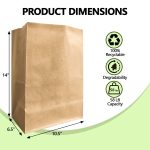 100 Pack Paper Kraft Paper Bags,Heavy Duty Large Grocery Brown Bag,14x10.5x6.5 Inch Bags for Storage,Take out,Shopping,Sacks - Image 19