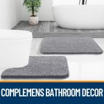 Buganda Bathroom Rugs 30x20, Quick Dry Machine Washable Chenille Bath Mats with Rubber Backing, Grey - Image 8