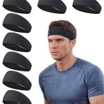 8 Pack Men's Sports Headband,Moisture Wicking Workout Headband, Workout Stretchy Unisex Hairband
