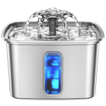 Ophanie 108oz/3.2L Stainless Steel Cat Water Fountain with Replacement Filters & Silicone Mat, Automatic Water Dispenser for Cat and Dogs, Electric Drinking Bowl Suitable for Multiple Pets, Silver - Image 13