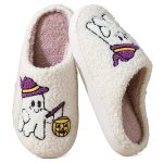 BERANMEY Halloween Slippers for Women Perfect Soft Plush Comfy Warm Slip-On Cute Womens Slippers Indoor Fluffy House Slippers for Women and Men Non-slip Fuzzy Flat Slides