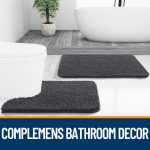 Buganda Bathroom Rugs 30x20, Quick Dry Machine Washable Chenille Bath Mats with Rubber Backing, Grey - Image 33