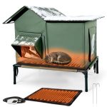 YUWENUS Heated Outdoor Cat House with Heated Pad and Escape Door for Outdoor Weatherproof Cat Shelter Insulated Outdoor Cat House,Green,Small - Image 6