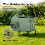 YUWENUS Heated Outdoor Cat House with Heated Pad and Escape Door for Outdoor Weatherproof Cat Shelter Insulated Outdoor Cat House,Green,Small - Image 26